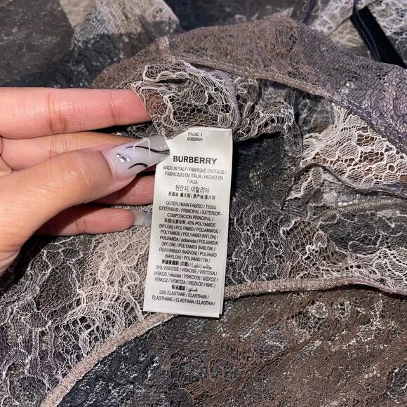 Burberry Checked Stretch-Knit Long Sleeve High Neck Bodysuit in Dark Birch Brown - Picture 16 of 17